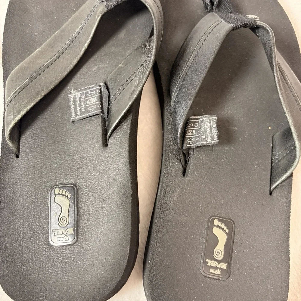 Teva Men's Mush Flip Flop Sandals‎ Black Size 8 S/N 6016 Lightweight Flexible